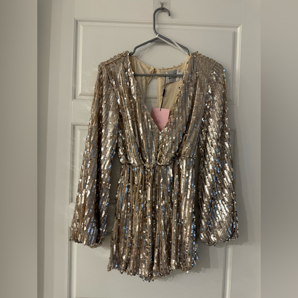 Hello Molly Gold Sequin Romper